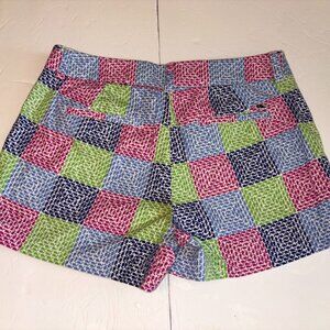 Women's Vineyard Vines Whale Patchwork Dayboat Shorts Plaid Colorful Prep size 6